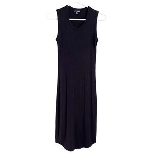 Aritzia Wilfred Free Black Midi Column Knit Dress Minimalist Neutral Bodycon XS